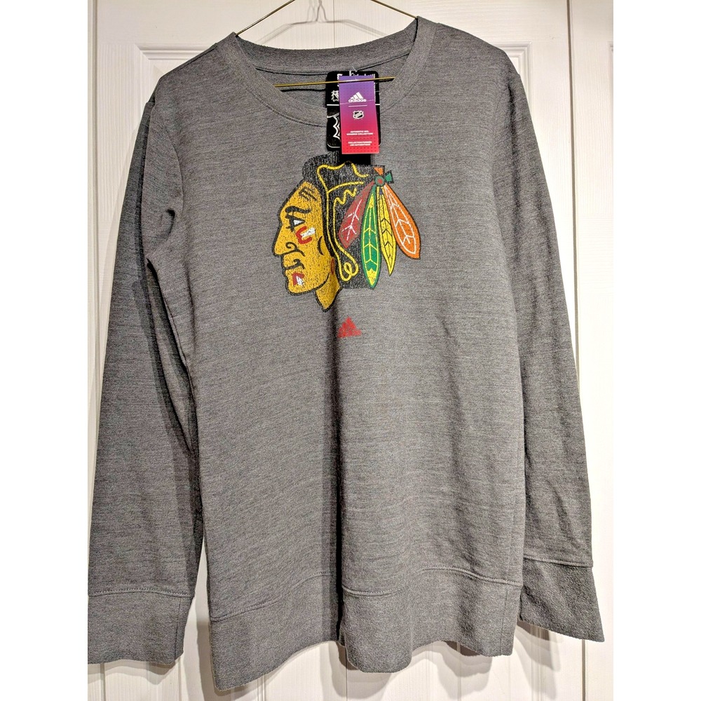 Chicago Blackhawks Sweater Womens Medium NHL Hockey Crewneck Pullover Adidas NWT